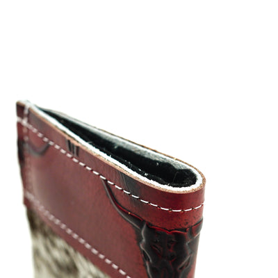 Sunglass Case - Salt & Pepper w/ Burgundy Skulls-Sunglass Case-Western-Cowhide-Bags-Handmade-Products-Gifts-Dancing Cactus Designs