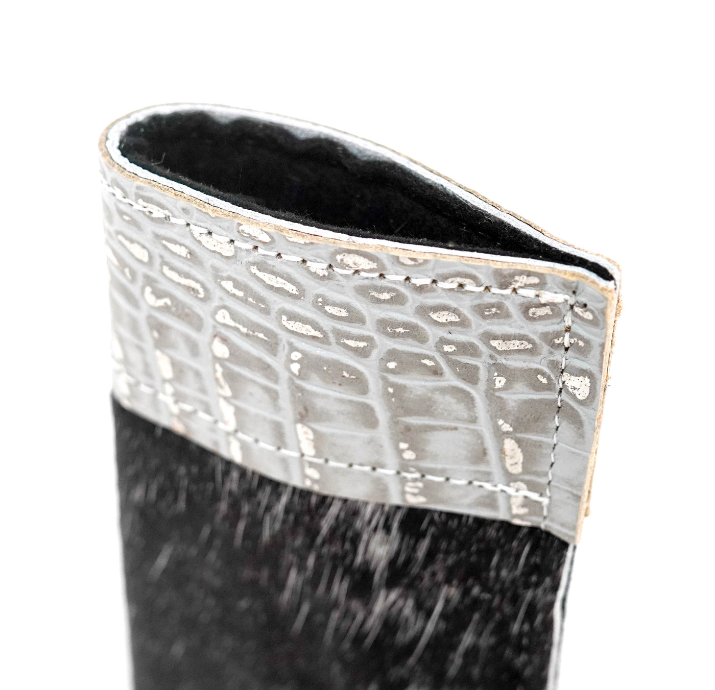 Sunglass Case - Salt/Pepper w/ Sterling Croc-Sunglass Case-Western-Cowhide-Bags-Handmade-Products-Gifts-Dancing Cactus Designs