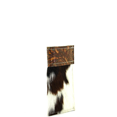 Sunglass Case - Tricolor w/ Brandy Tool-Sunglass Case-Western-Cowhide-Bags-Handmade-Products-Gifts-Dancing Cactus Designs