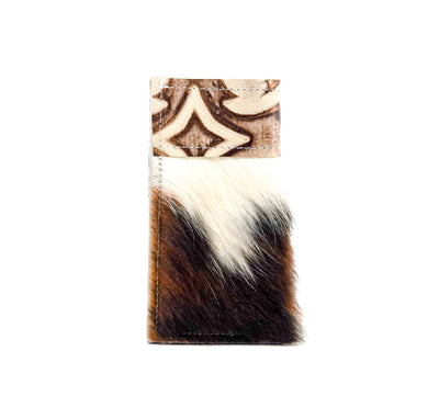 Sunglass Case - Tricolor w/ Ivory & Bronze Laredo-Sunglass Case-Western-Cowhide-Bags-Handmade-Products-Gifts-Dancing Cactus Designs