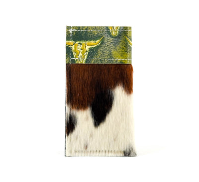 Sunglass Case - Tricolor w/ Mountain View Skulls-Sunglass Case-Western-Cowhide-Bags-Handmade-Products-Gifts-Dancing Cactus Designs