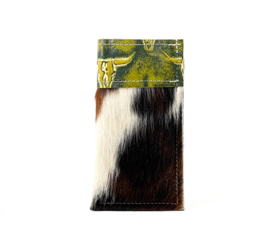 Sunglass Case - Tricolor w/ Mountain View Skulls-Sunglass Case-Western-Cowhide-Bags-Handmade-Products-Gifts-Dancing Cactus Designs