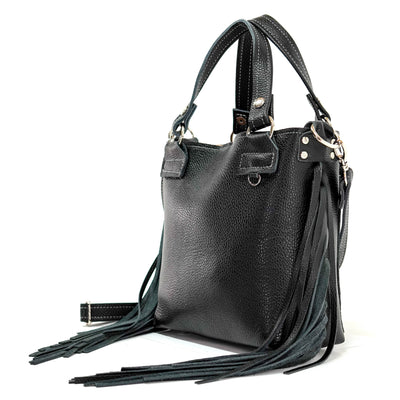 Swift - Black Leather-Swift-Western-Cowhide-Bags-Handmade-Products-Gifts-Dancing Cactus Designs