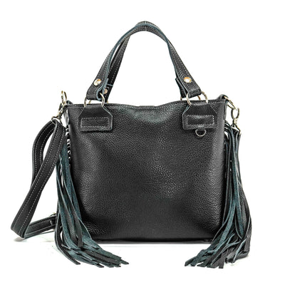 Swift - Black Leather-Swift-Western-Cowhide-Bags-Handmade-Products-Gifts-Dancing Cactus Designs