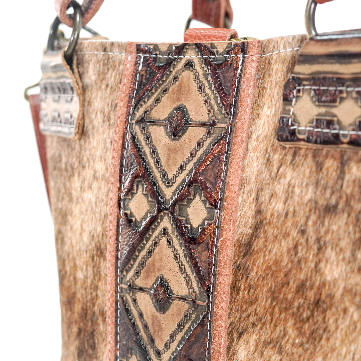 Swift - Brindle w/ Cowboy Navajo-Swift-Western-Cowhide-Bags-Handmade-Products-Gifts-Dancing Cactus Designs