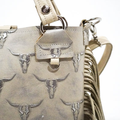 Swift - Embossed Skulls w/ Bone Leather-Swift-Western-Cowhide-Bags-Handmade-Products-Gifts-Dancing Cactus Designs