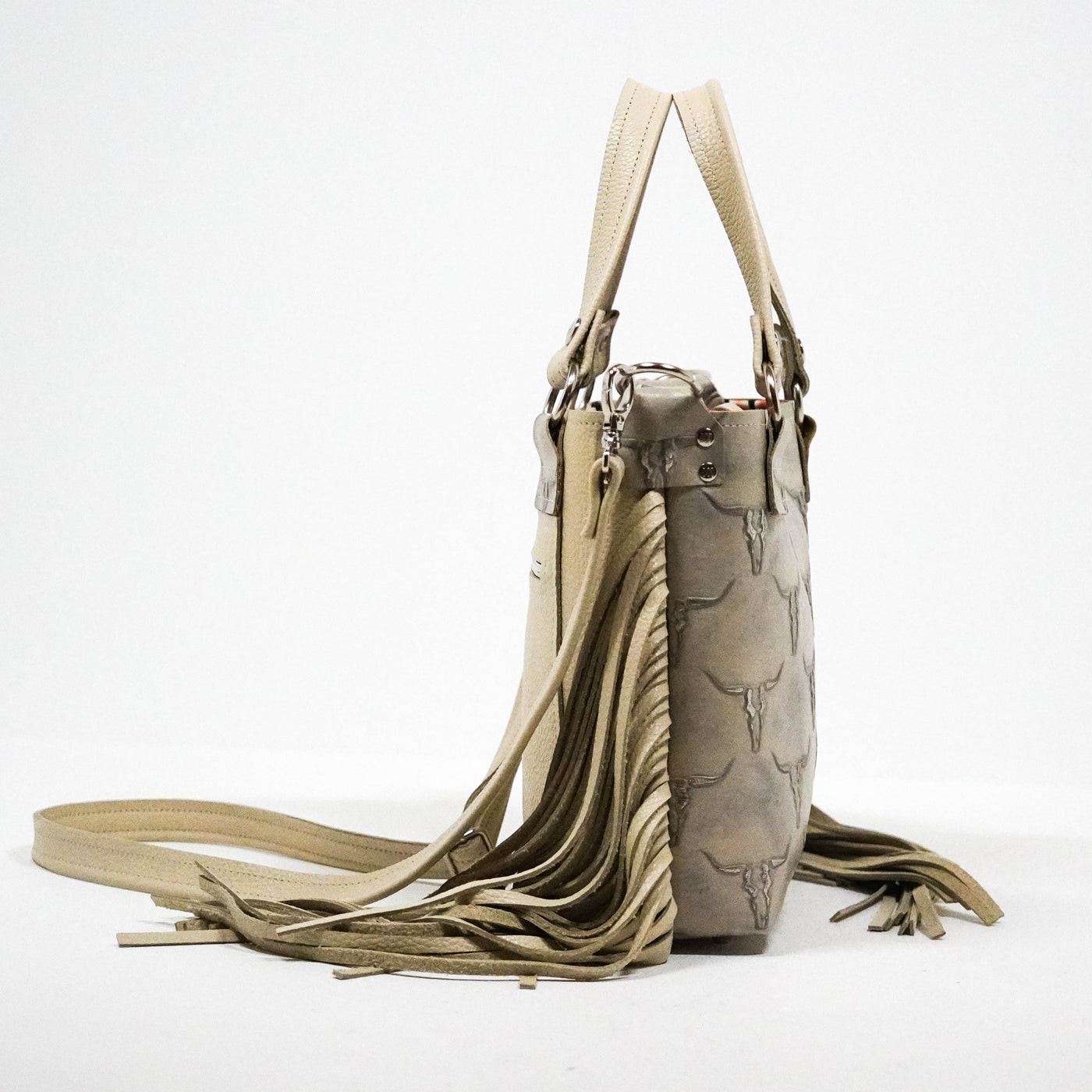 Swift - Embossed Skulls w/ Bone Leather-Swift-Western-Cowhide-Bags-Handmade-Products-Gifts-Dancing Cactus Designs