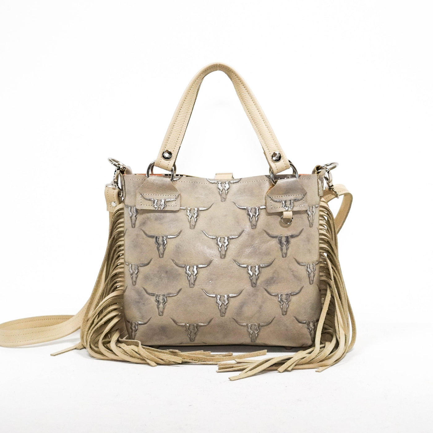Swift - Embossed Skulls w/ Bone Leather-Swift-Western-Cowhide-Bags-Handmade-Products-Gifts-Dancing Cactus Designs