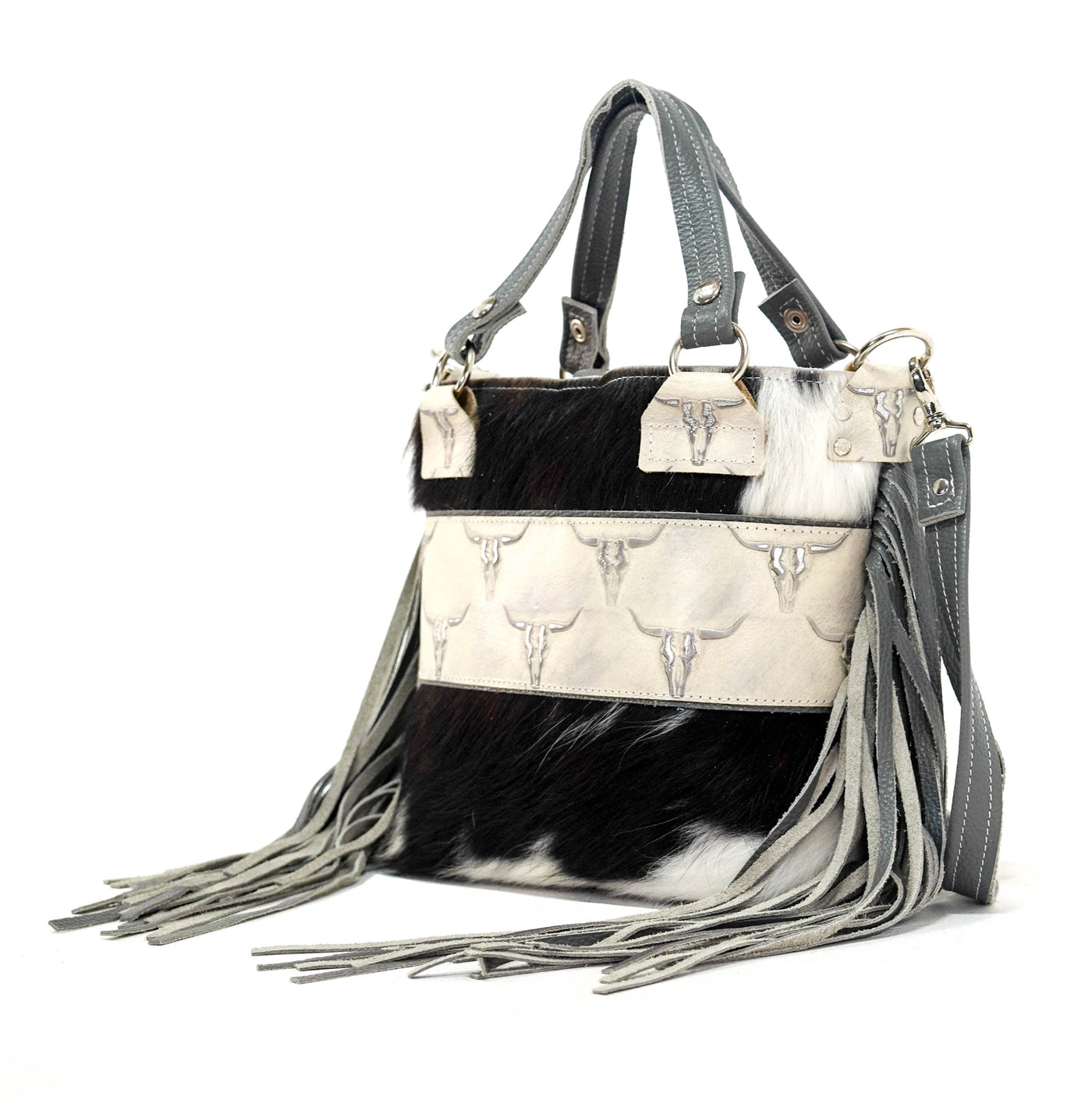 Swift - Tricolor w/ Ghost Skulls-Swift-Western-Cowhide-Bags-Handmade-Products-Gifts-Dancing Cactus Designs