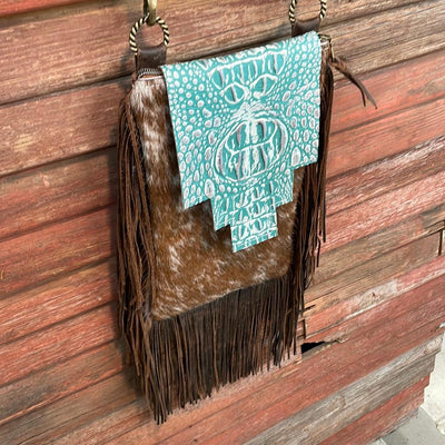 Tammy - Longhorn w/ Turquoise Sand Croc Flap-Tammy-Western-Cowhide-Bags-Handmade-Products-Gifts-Dancing Cactus Designs