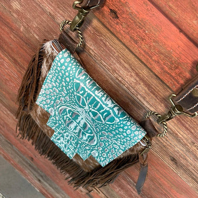 Tammy - Longhorn w/ Turquoise Sand Croc Flap-Tammy-Western-Cowhide-Bags-Handmade-Products-Gifts-Dancing Cactus Designs