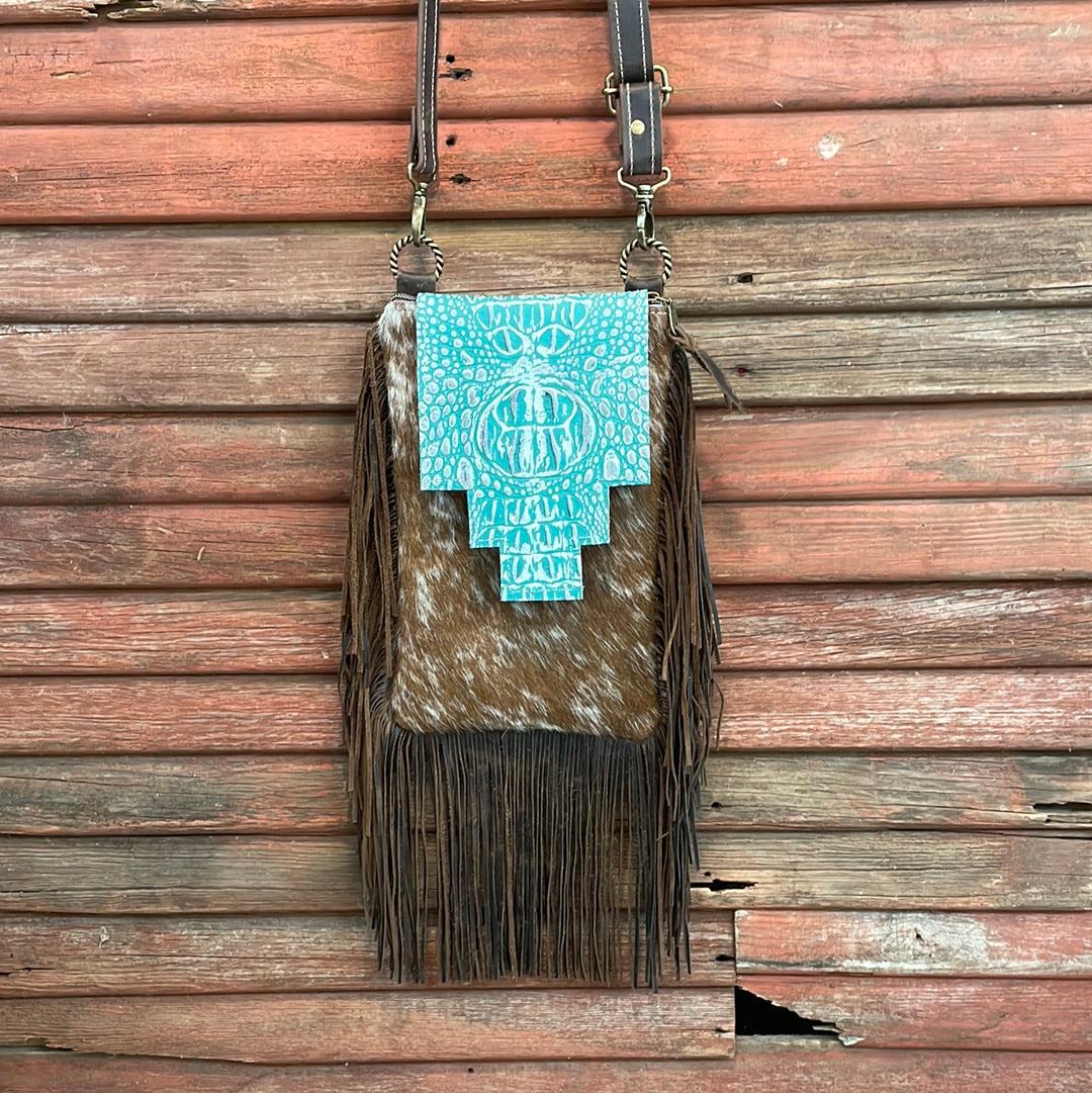 Tammy - Longhorn w/ Turquoise Sand Croc Flap-Tammy-Western-Cowhide-Bags-Handmade-Products-Gifts-Dancing Cactus Designs
