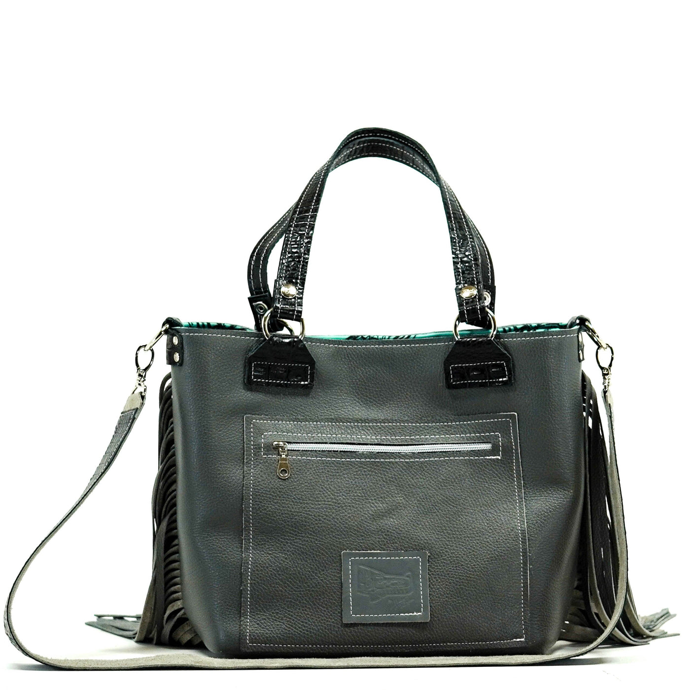 Taylor - Black & White w/ No Embossed-Taylor-Western-Cowhide-Bags-Handmade-Products-Gifts-Dancing Cactus Designs