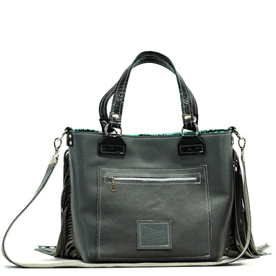 Taylor - Black & White w/ No Embossed-Taylor-Western-Cowhide-Bags-Handmade-Products-Gifts-Dancing Cactus Designs