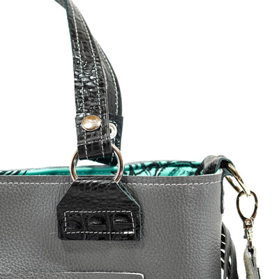 Taylor - Black & White w/ No Embossed-Taylor-Western-Cowhide-Bags-Handmade-Products-Gifts-Dancing Cactus Designs