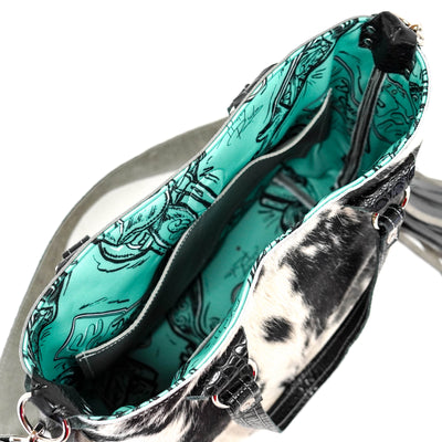 Taylor - Black & White w/ No Embossed-Taylor-Western-Cowhide-Bags-Handmade-Products-Gifts-Dancing Cactus Designs