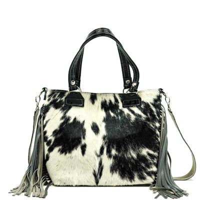 Taylor - Black & White w/ No Embossed-Taylor-Western-Cowhide-Bags-Handmade-Products-Gifts-Dancing Cactus Designs