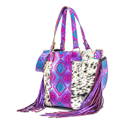 Taylor - Black & White w/ Rio Aztec-Taylor-Western-Cowhide-Bags-Handmade-Products-Gifts-Dancing Cactus Designs