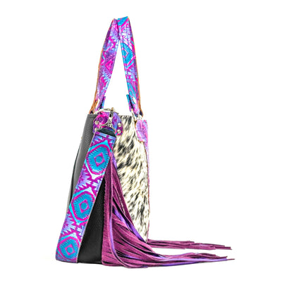 Taylor - Black & White w/ Rio Aztec-Taylor-Western-Cowhide-Bags-Handmade-Products-Gifts-Dancing Cactus Designs