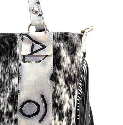 Taylor - Black & White w/ Smoke Show Brands-Taylor-Western-Cowhide-Bags-Handmade-Products-Gifts-Dancing Cactus Designs