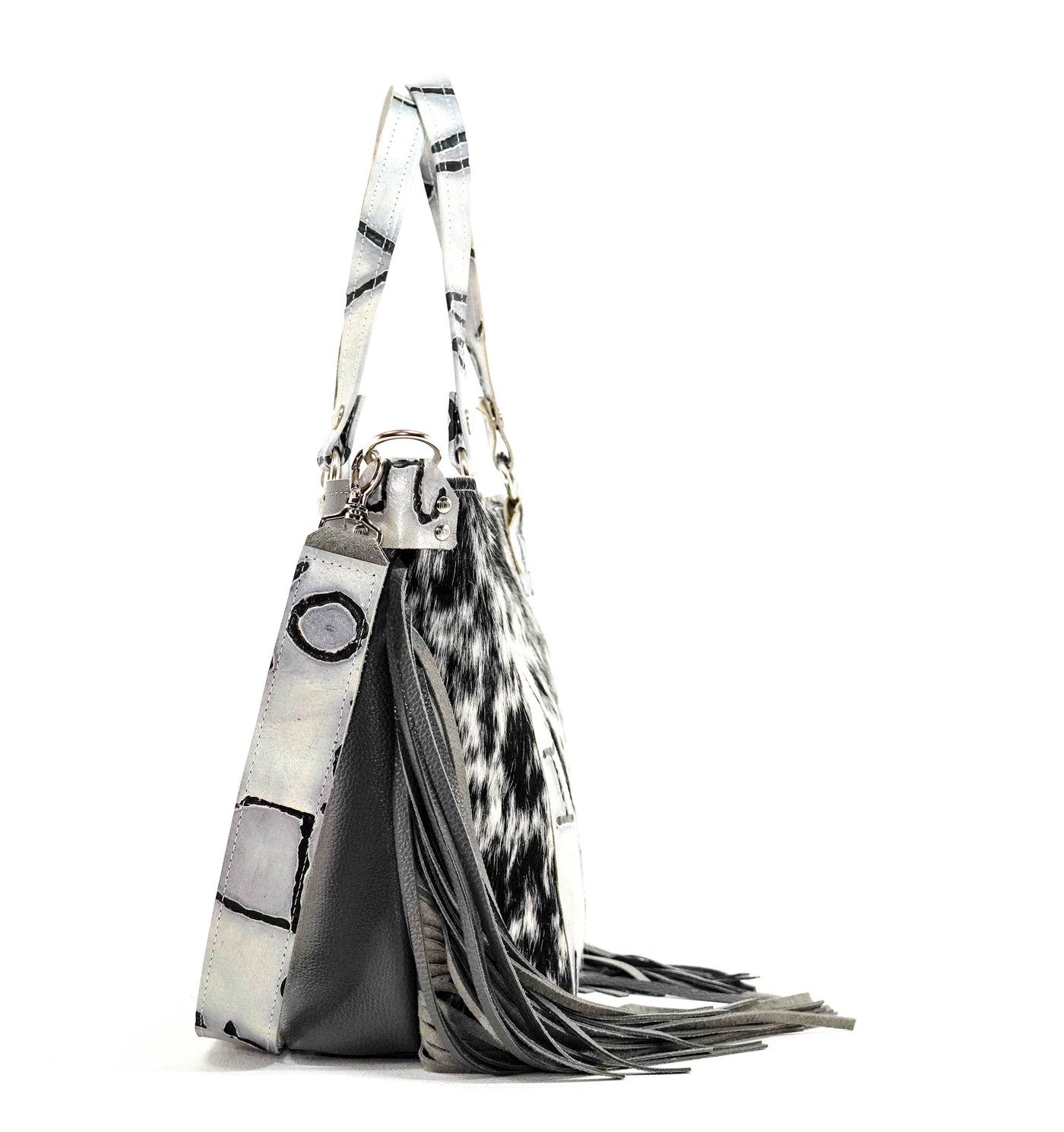 Taylor - Black & White w/ Smoke Show Brands-Taylor-Western-Cowhide-Bags-Handmade-Products-Gifts-Dancing Cactus Designs