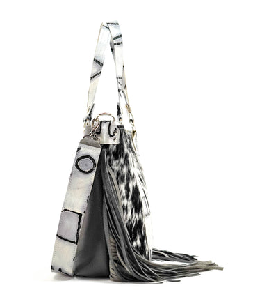 Taylor - Black & White w/ Smoke Show Brands-Taylor-Western-Cowhide-Bags-Handmade-Products-Gifts-Dancing Cactus Designs