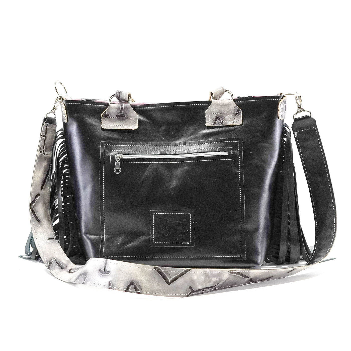 Taylor - Black & White w/ Smoke Show Brands-Taylor-Western-Cowhide-Bags-Handmade-Products-Gifts-Dancing Cactus Designs