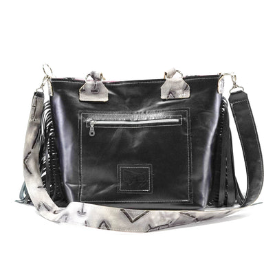 Taylor - Black & White w/ Smoke Show Brands-Taylor-Western-Cowhide-Bags-Handmade-Products-Gifts-Dancing Cactus Designs