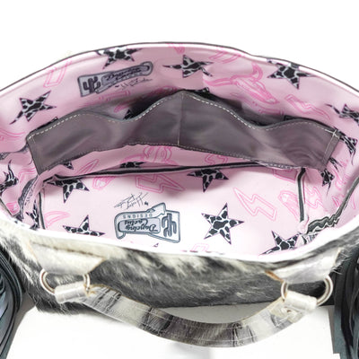 Taylor - Black & White w/ Smoke Show Brands-Taylor-Western-Cowhide-Bags-Handmade-Products-Gifts-Dancing Cactus Designs