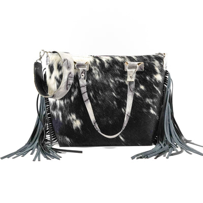 Taylor - Black & White w/ Smoke Show Brands-Taylor-Western-Cowhide-Bags-Handmade-Products-Gifts-Dancing Cactus Designs
