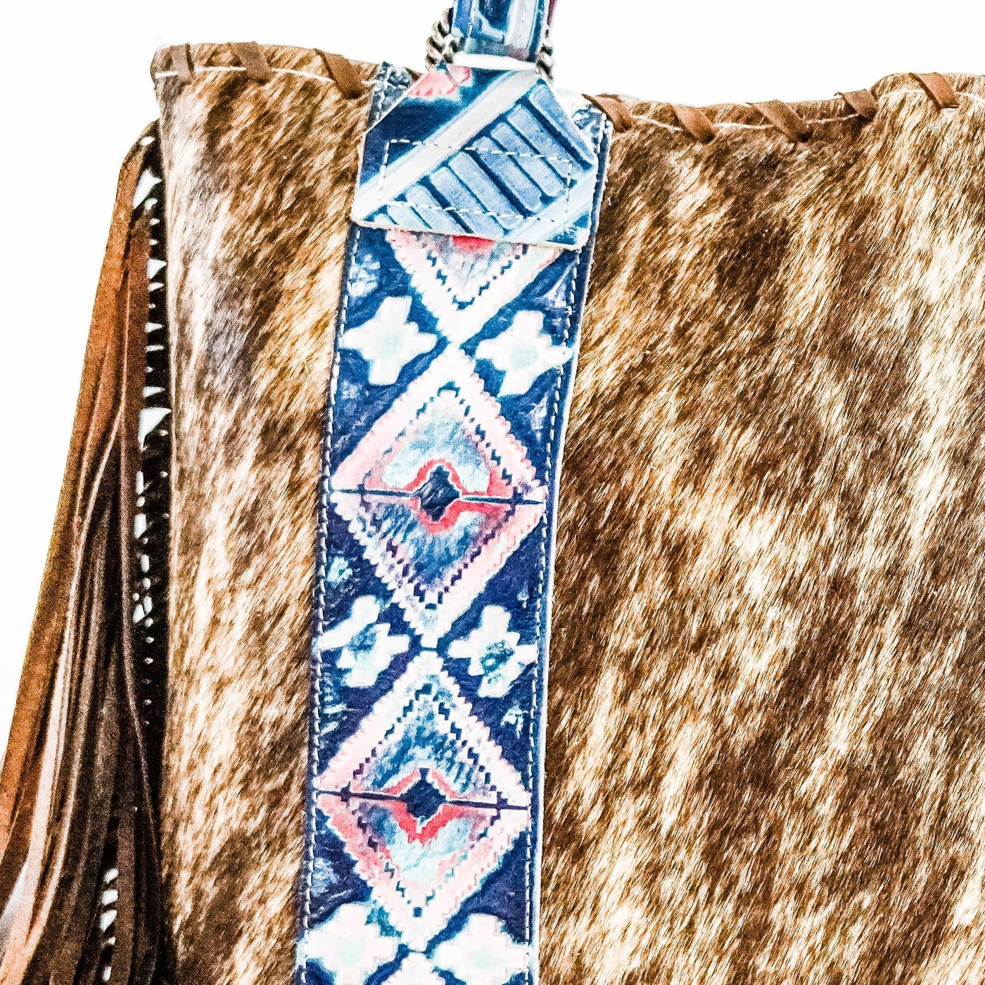 Taylor - Brindle w/ Tucson Sundown Navajo-Taylor-Western-Cowhide-Bags-Handmade-Products-Gifts-Dancing Cactus Designs