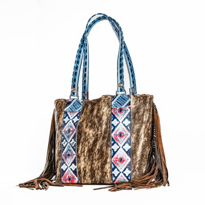 Taylor - Brindle w/ Tucson Sundown Navajo-Taylor-Western-Cowhide-Bags-Handmade-Products-Gifts-Dancing Cactus Designs