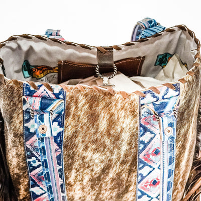 Taylor - Brindle w/ Tucson Sundown Navajo-Taylor-Western-Cowhide-Bags-Handmade-Products-Gifts-Dancing Cactus Designs