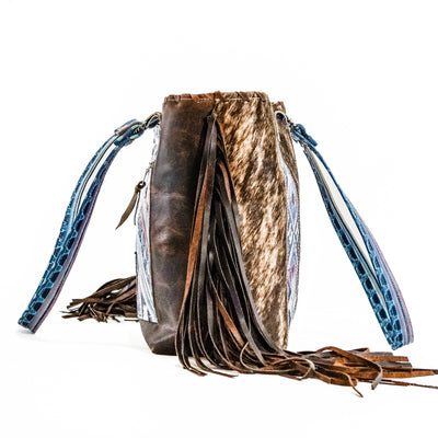 Taylor - Brindle w/ Tucson Sundown Navajo-Taylor-Western-Cowhide-Bags-Handmade-Products-Gifts-Dancing Cactus Designs