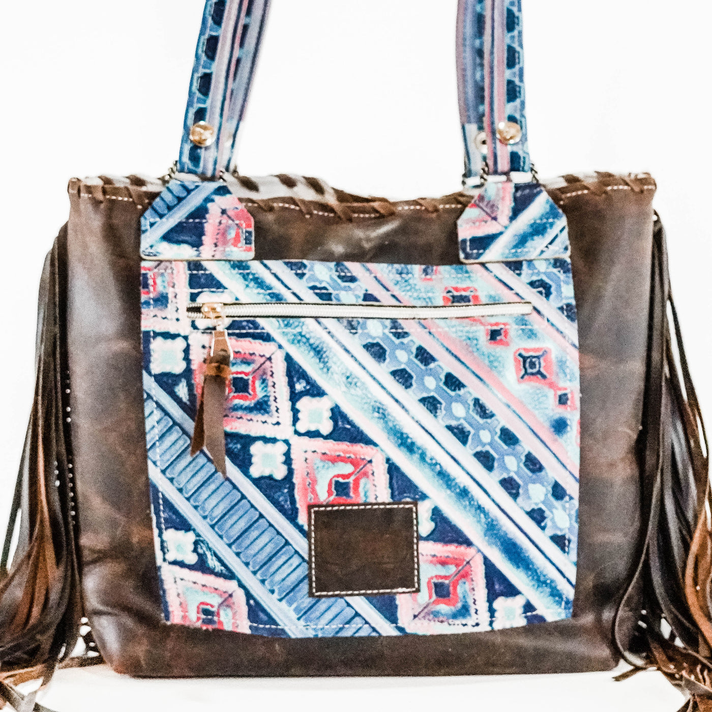 Taylor - Brindle w/ Tucson Sundown Navajo-Taylor-Western-Cowhide-Bags-Handmade-Products-Gifts-Dancing Cactus Designs