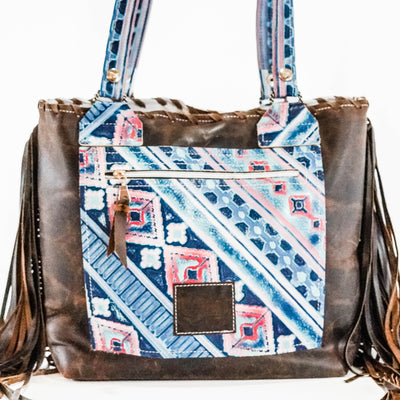 Taylor - Brindle w/ Tucson Sundown Navajo-Taylor-Western-Cowhide-Bags-Handmade-Products-Gifts-Dancing Cactus Designs