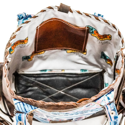 Taylor - Brindle w/ Tucson Sundown Navajo-Taylor-Western-Cowhide-Bags-Handmade-Products-Gifts-Dancing Cactus Designs