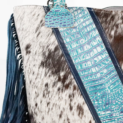 Taylor - Chocolate & White w/ Glacier Park Croc-Taylor-Western-Cowhide-Bags-Handmade-Products-Gifts-Dancing Cactus Designs