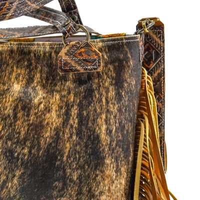 Taylor - Dark Brindle w/ Bronzed Aztec-Taylor-Western-Cowhide-Bags-Handmade-Products-Gifts-Dancing Cactus Designs