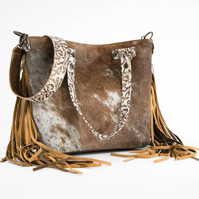 Taylor - Dirty Longhorn w/ Ivory Tool-Taylor-Western-Cowhide-Bags-Handmade-Products-Gifts-Dancing Cactus Designs