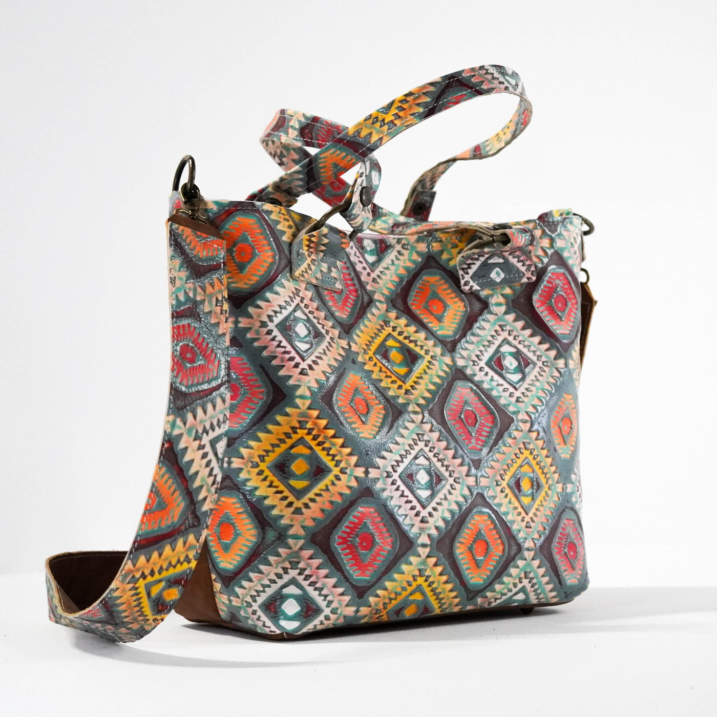 Taylor - No Hide w/ Rainbow Aztec-Taylor-Western-Cowhide-Bags-Handmade-Products-Gifts-Dancing Cactus Designs