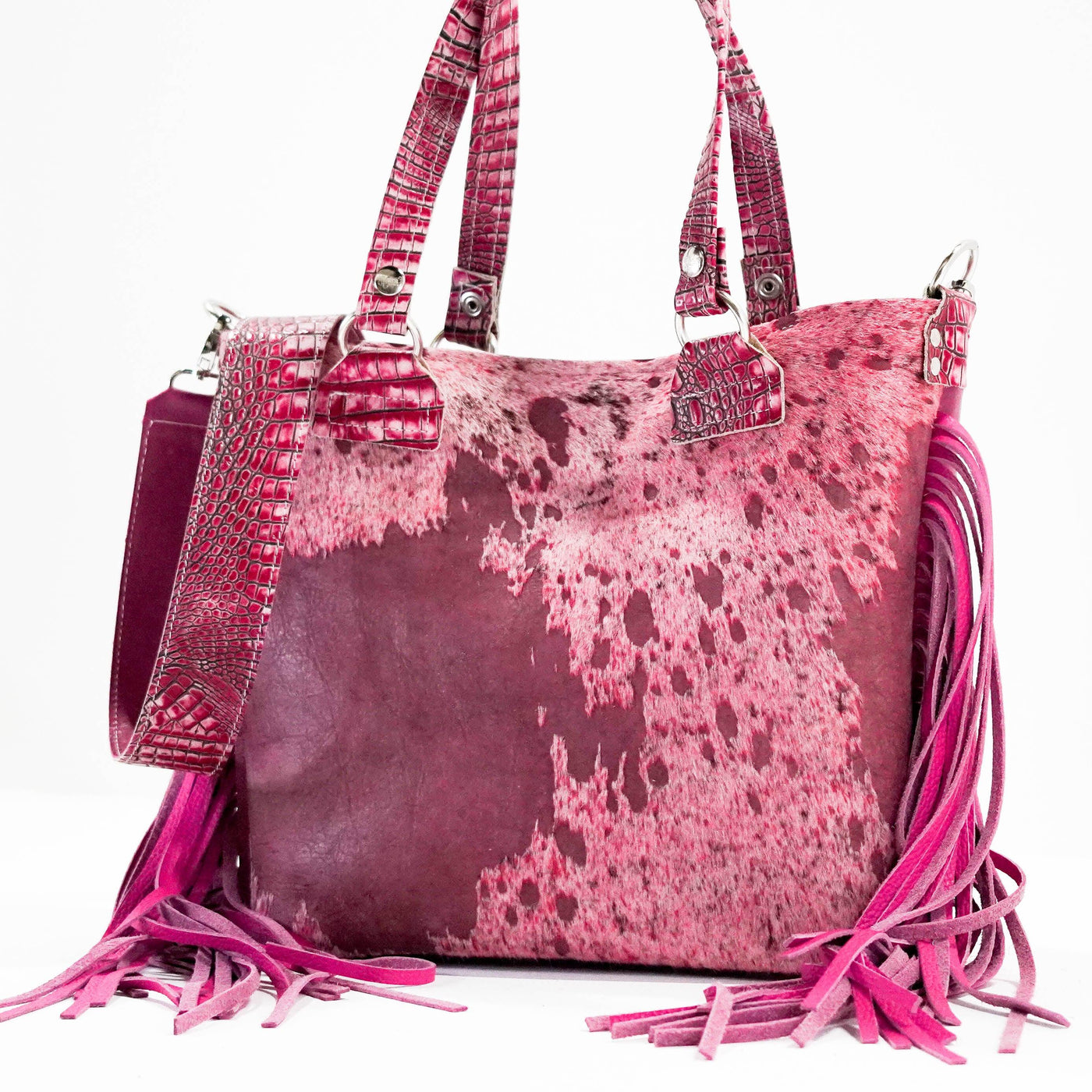 Taylor - Pink Acid w/ Barbie Croc-Taylor-Western-Cowhide-Bags-Handmade-Products-Gifts-Dancing Cactus Designs