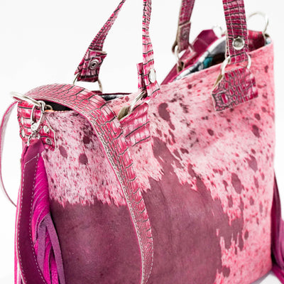 Taylor - Pink Acid w/ Barbie Croc-Taylor-Western-Cowhide-Bags-Handmade-Products-Gifts-Dancing Cactus Designs