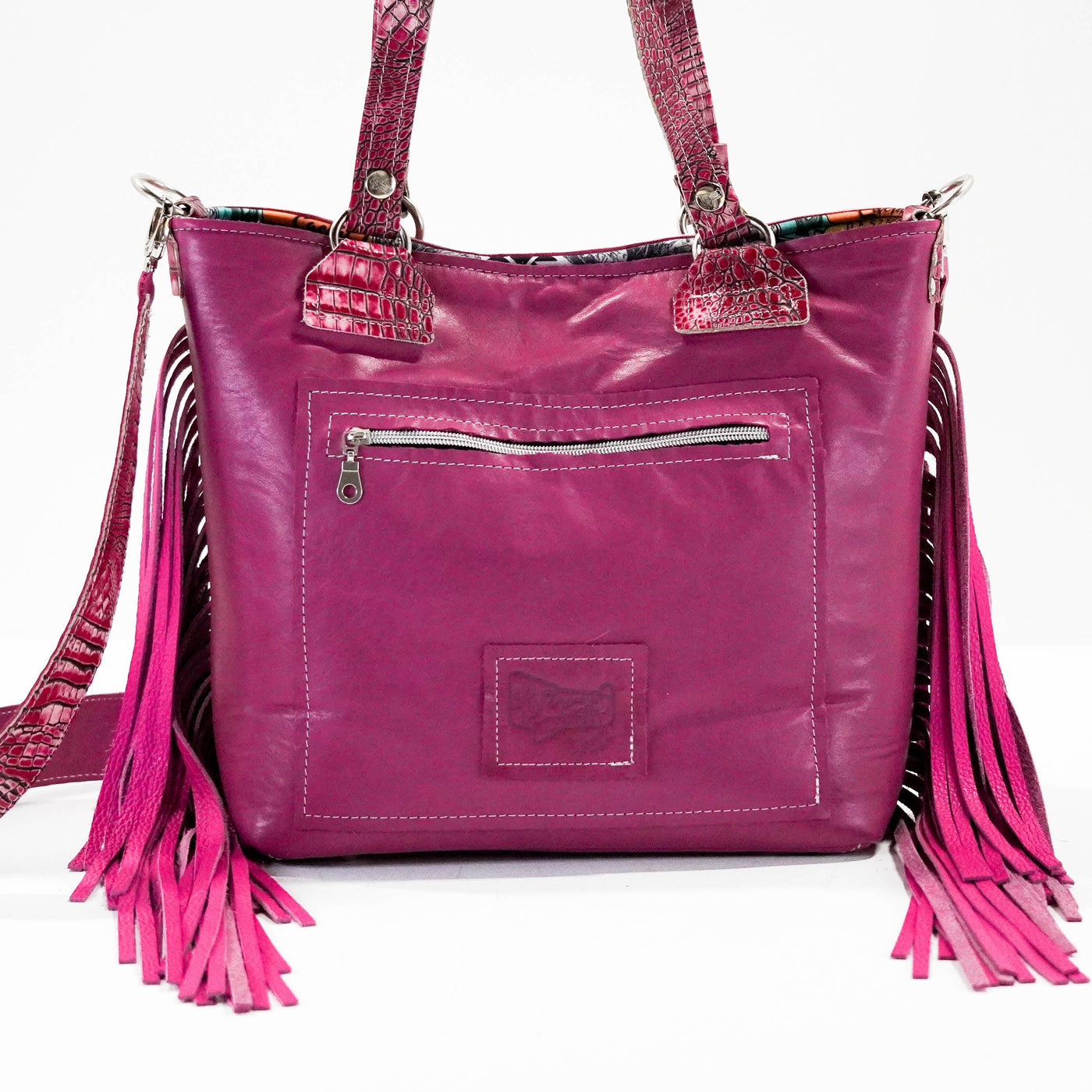 Taylor - Pink Acid w/ Barbie Croc-Taylor-Western-Cowhide-Bags-Handmade-Products-Gifts-Dancing Cactus Designs