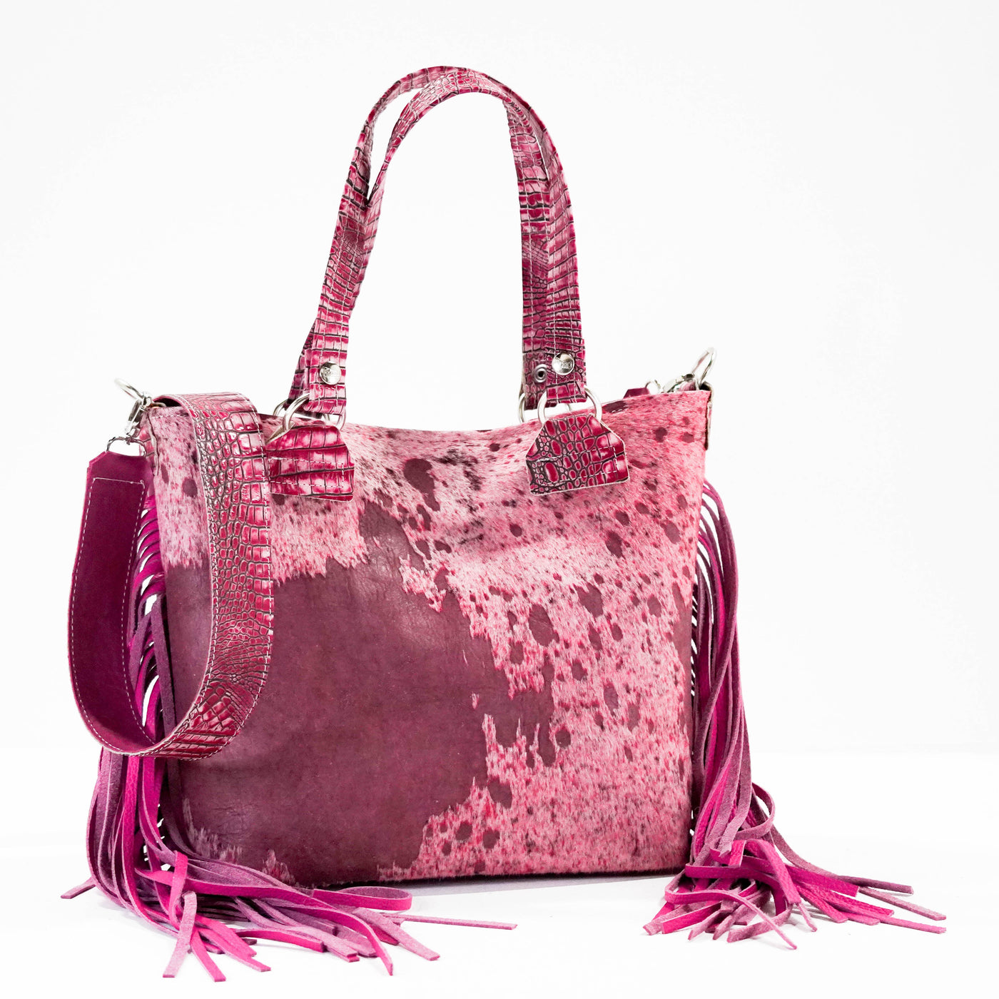 Taylor - Pink Acid w/ Barbie Croc-Taylor-Western-Cowhide-Bags-Handmade-Products-Gifts-Dancing Cactus Designs