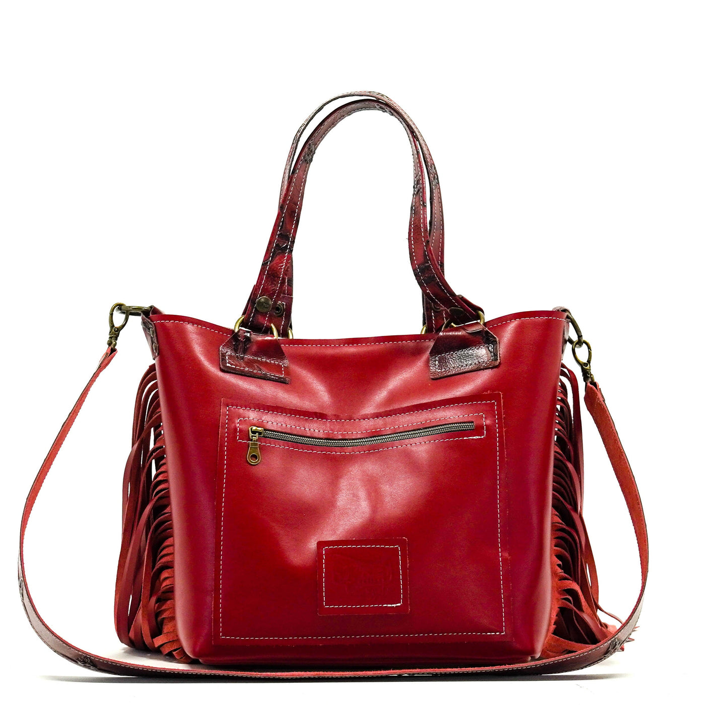 Taylor - Speckled Longhorn w/ Burgundy Skulls-Taylor-Western-Cowhide-Bags-Handmade-Products-Gifts-Dancing Cactus Designs