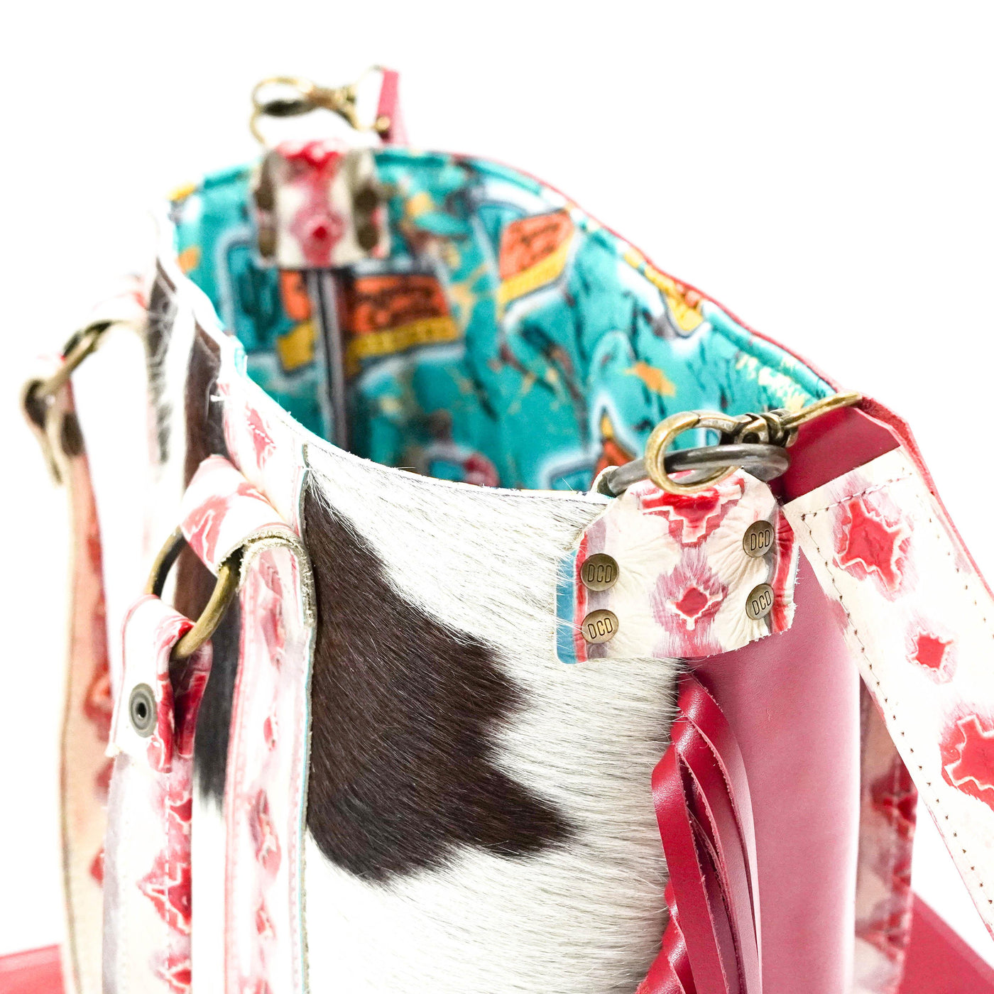 Taylor - Tricolor w/ Great Plains Navajo-Taylor-Western-Cowhide-Bags-Handmade-Products-Gifts-Dancing Cactus Designs
