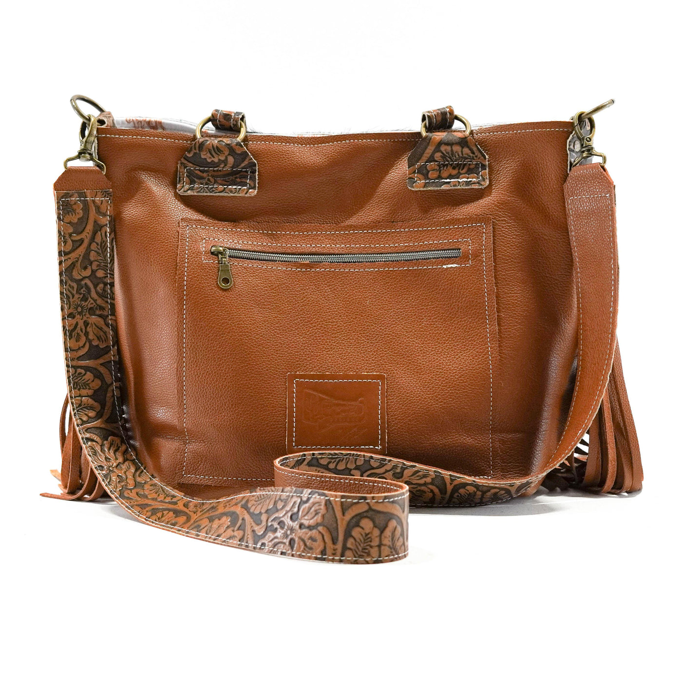 Taylor - Tricolor w/ Honey Tool-Taylor-Western-Cowhide-Bags-Handmade-Products-Gifts-Dancing Cactus Designs