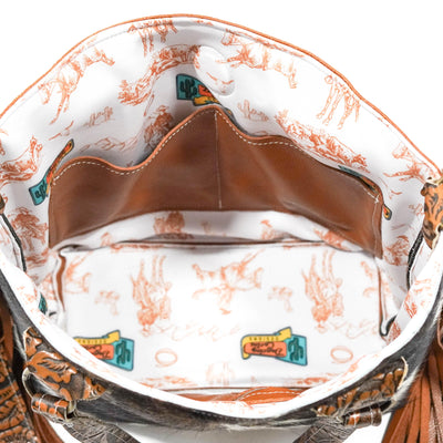 Taylor - Tricolor w/ Honey Tool-Taylor-Western-Cowhide-Bags-Handmade-Products-Gifts-Dancing Cactus Designs