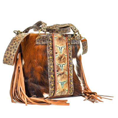 Taylor - Tricolor w/ Mint Chocolate Skulls-Taylor-Western-Cowhide-Bags-Handmade-Products-Gifts-Dancing Cactus Designs